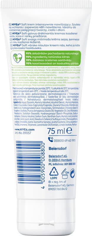 NIVEA Soft intensiivisen kosteuttava yleisvoide 75 ml