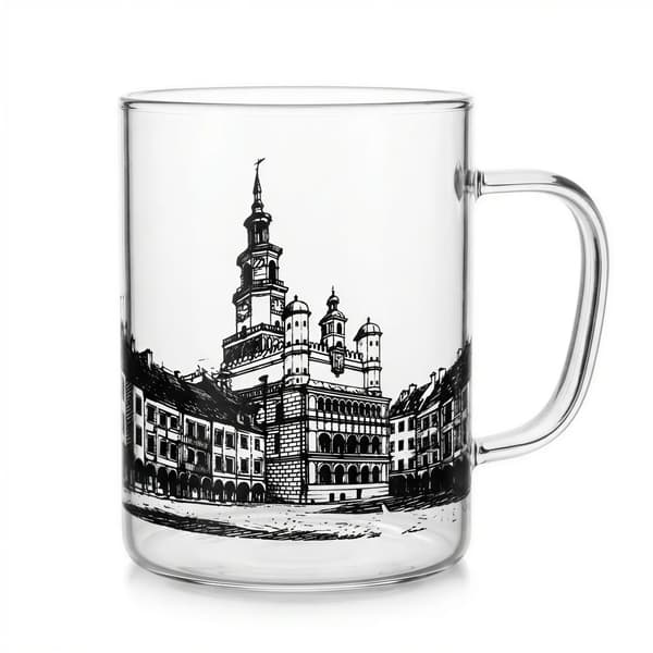 Glasmugg PoznaŃ stad 0,4L transparent med svart tryck