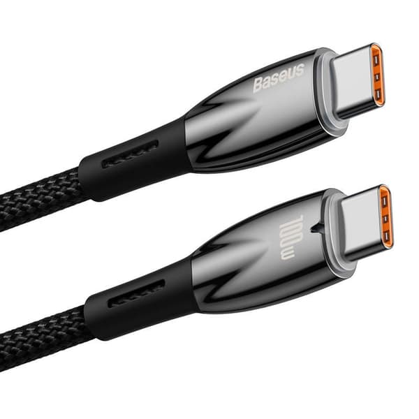 Baseus Glimmer USB-C till USB-C-kabel, 100W, 1m (svart)