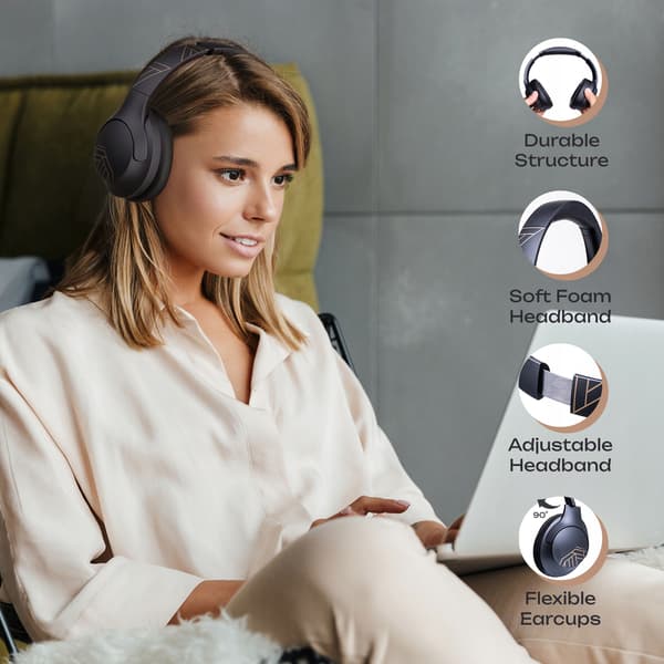 PowerLocus P3 Sortguld Bluetooth Hovedtelefoner Mikrofon AUX BT Bluetooth Etui