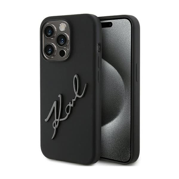 Karl Lagerfeld Silikone Karl Script - iPhone 15 Pro Etui (Sort)