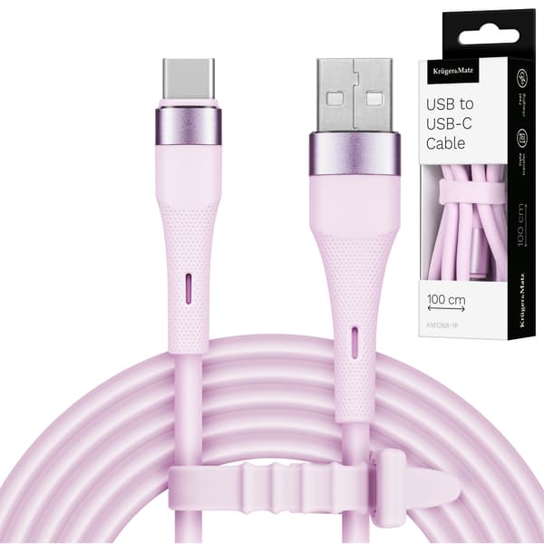 Kruger ja Matz Basic USB-USB-C-kaapeli 1 m 15W silicone vaaleanpunainen