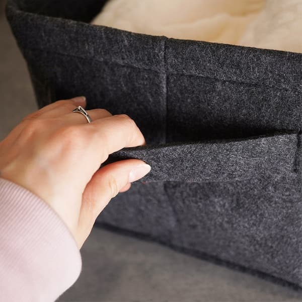 Foldbar filtkurv til opbevaring sort 36x27x20 cm