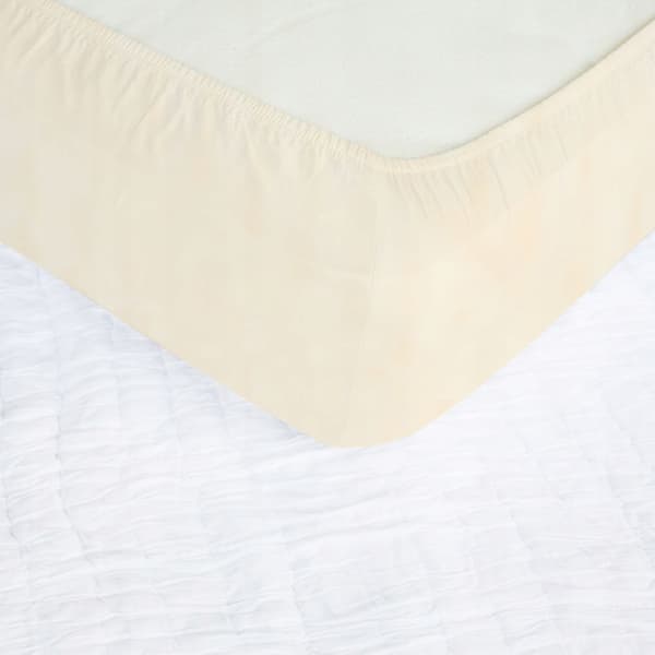 Ensfärgad Luxury lakan - ecru 220x200 med elastik