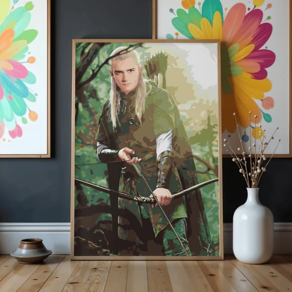 Måla efter nummer-tavel med ram Legolas Sagan om ringen 50x70 cm