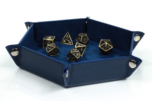 Tärningsbricka i sammet i läder RPG Deep Sea 17 cm