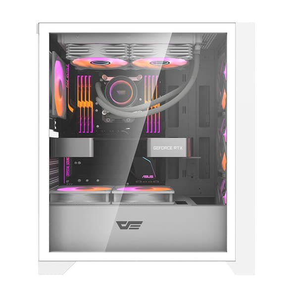 Darkflash DRX70 MESH computerkabinet (hvid) + 4 RGB-blæsere