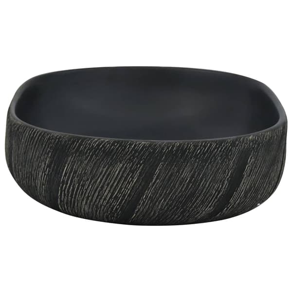 vidaXL bordvask, sort, oval, 59x40x14 cm, keramik