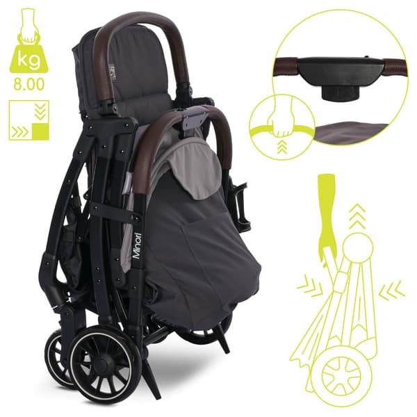 Lorelli Minori - klapvogn med automatisk foldning op til 22 kg | Grå