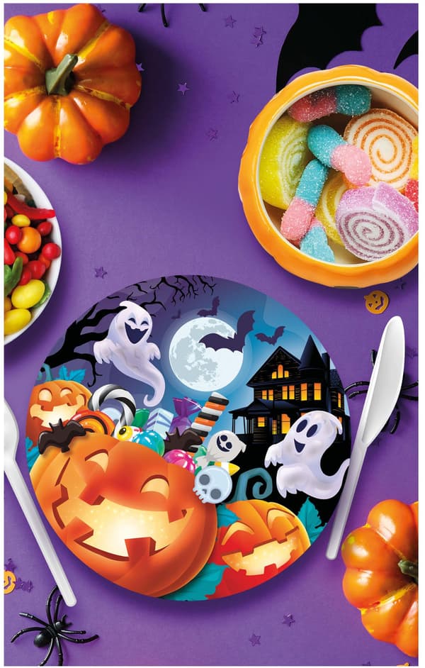 Halloween papperstallrikar med pumpa 23 cm 6 st
