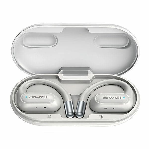 AWEI Bluetooth 5.4 hovedtelefoner OWS T93+ dockingstation hvid