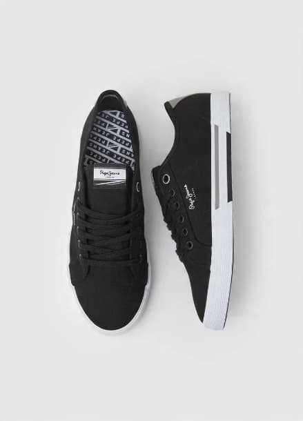 PEPE JEANS BRADY HERRE BASIC HERRESKO SORTE LAV SNEAKERS 44 AWE