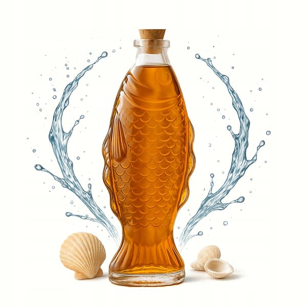 5x Glaskaraff FISH 500ml flaskor för alkoholvattenvasdekoration 0,5l