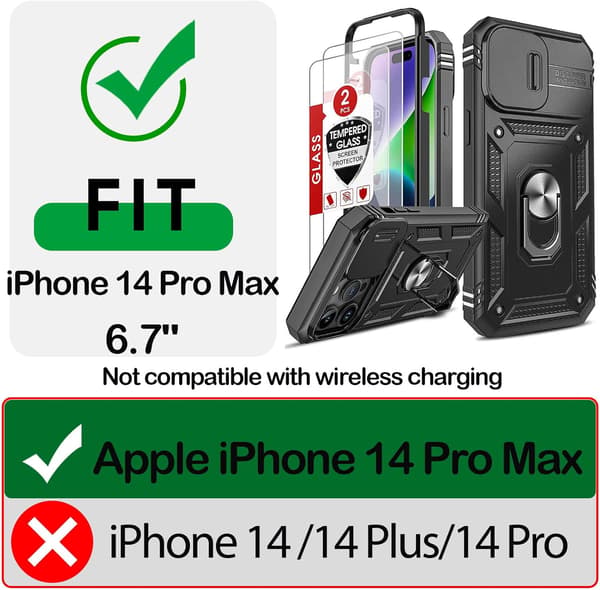 IPHONE 14 PRO MAX 6.7' PUHELINKUORI 2X LASINÄYTÖNSUOJA