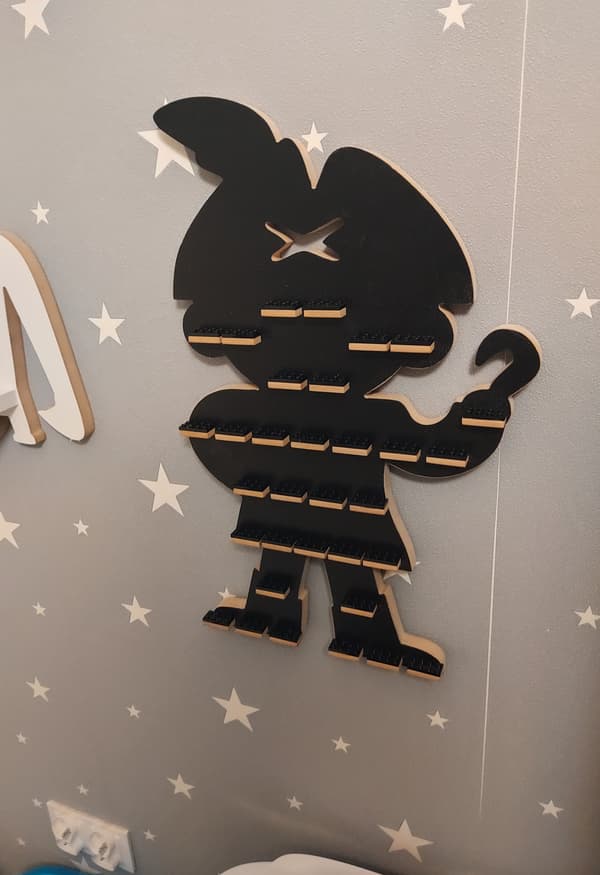 Pirat minifigur hylde, sort
