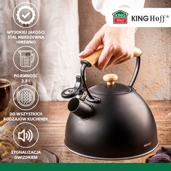 Vedenkeitin 2,5L pillillä Kinghoff KH-1999 mattamusta