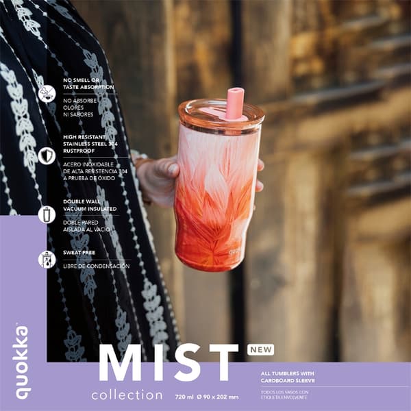 Quokka Mist - Termokrus i rustfrit stål 720 ml med sugerør (sort)