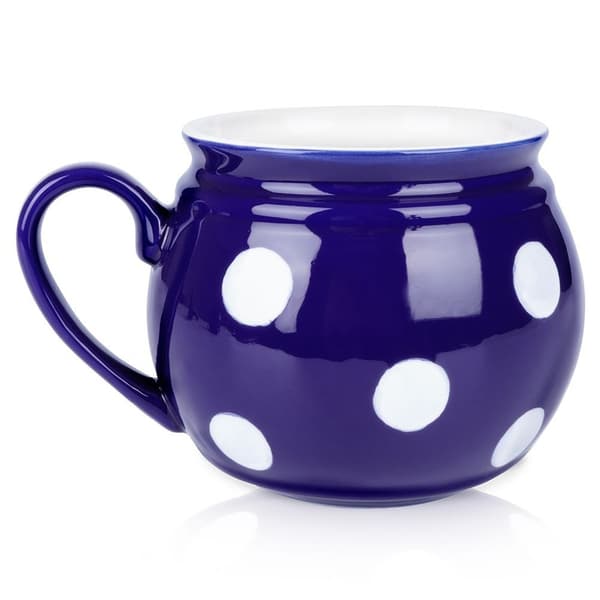 Blå keramisk mugg med polkaprickar 850 ml