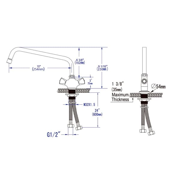 Mega-M gastronomi vaskebatteri 254mm