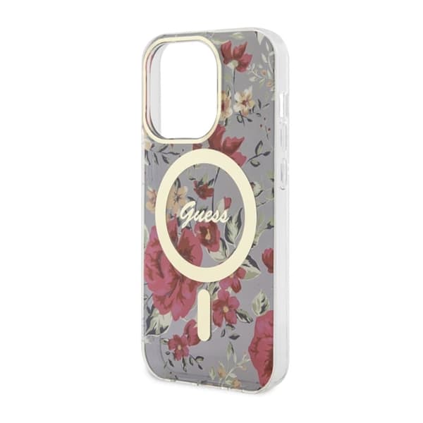 Guess Flower MagSafe - iPhone 14 Pro -kotelo (vihreä)