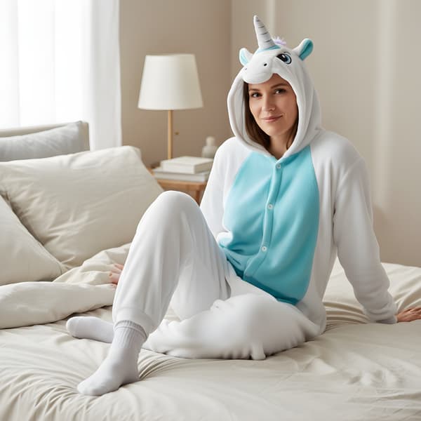 Kigurumi-pyjamas med vit enhörning, 155-165 cm