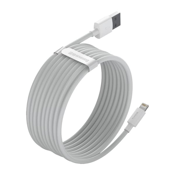 Baseus Simple Wisdom USB til Lightning-kabel, 2.4A, 1.5m (hvid) 2 stk.