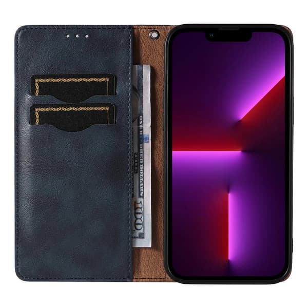 Magnetrem-cover til iPhone 12 Pro Max med pung + mini-snor til vedhæng, blå