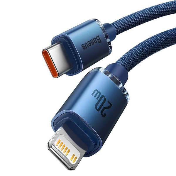 Baseus Crystal USB-C - Lightning-kaapeli, 20W, 1.2m (sininen)