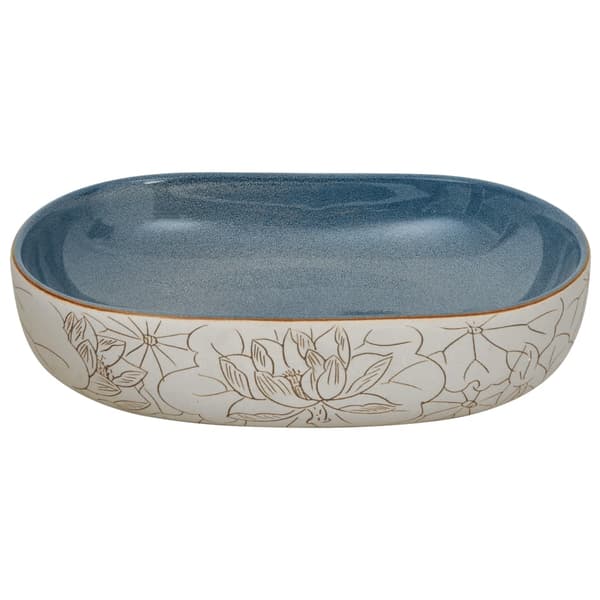 vidaXL bordvask sandblå oval 59x40x14 cm