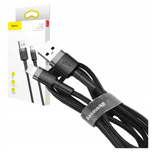 Baseus Cafule Lightning USB-kabel 1.5A 2m (grå-sort)