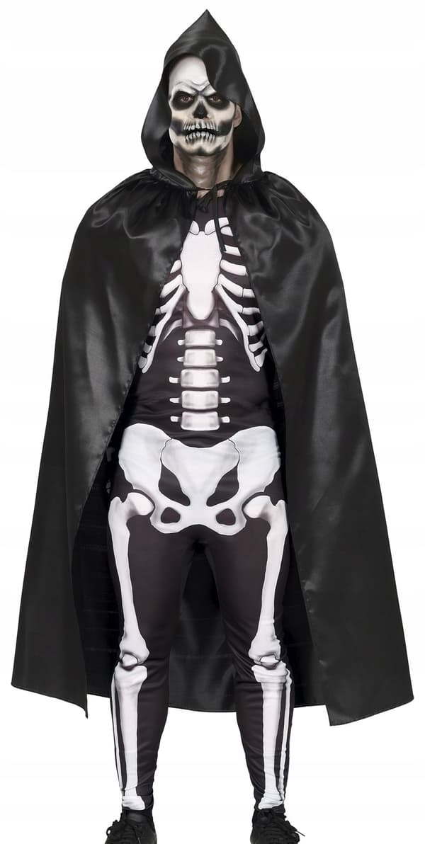Sort kappe med hætte vampyrheks Halloween 120 cm
