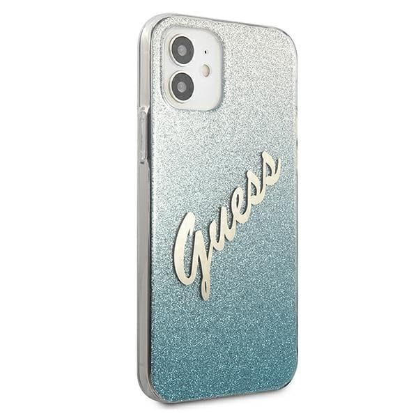 Guess GUHCP12SPCUGLSBL iPhone 12 mini5,4 sininen/sininen kovakuori Glitter Gradient Script