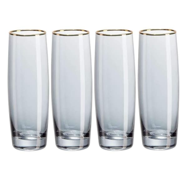 Sæt med 4 Prosecco-glas - Black & Gold kollektion