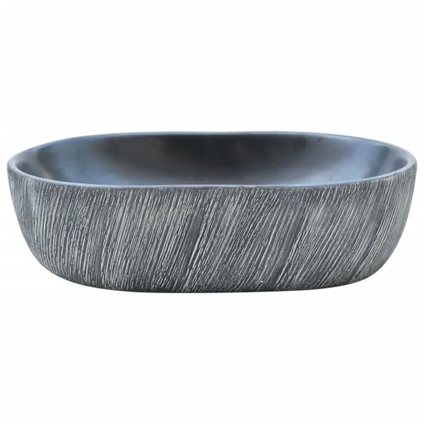 vidaXL bordvask sort og grå oval 47x33x13 cm