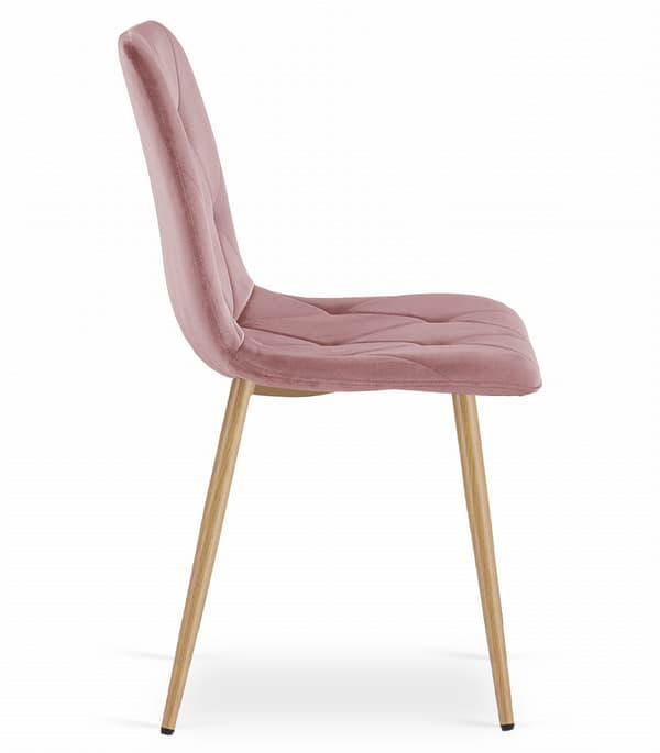LIBRA stol - rosa sammet / träfärgade ben x 4