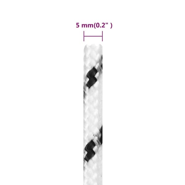 vidaXL Flätad segelrep, vit, 5 mm x 25 m, polyester