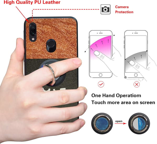 ETUI TIL XIAOMI REDMI NOTE 7/NOTE 7 PRO/NOTE 7S SILIKONE MED HOLDER BRUN