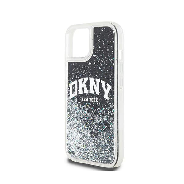 DKNY Liquid Glitter Stor Logotyp - iPhone 15 Plus / 14 Plus Skal (Svart)