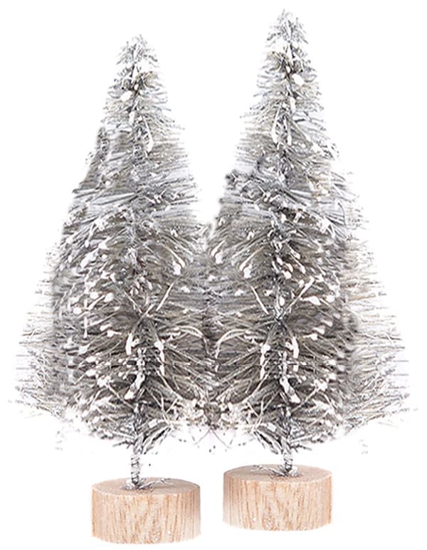 Dekorativa silverjulgranar 8 cm 2 st.