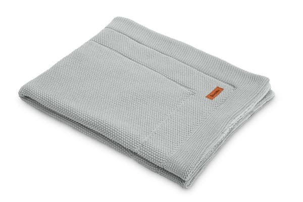 STRIKKET BARNESENGE MED MUSLIN, GRÅ