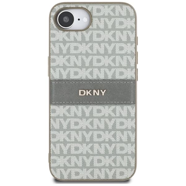 DKNY Repeat Texture Pattern ja Tonal Stripe iPhone 16e -suojakuori - Beige