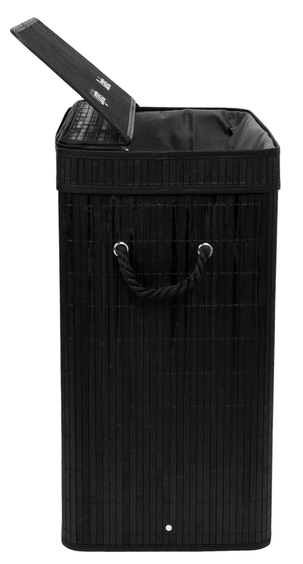 Bambu tvättkorg med lock 100L svart