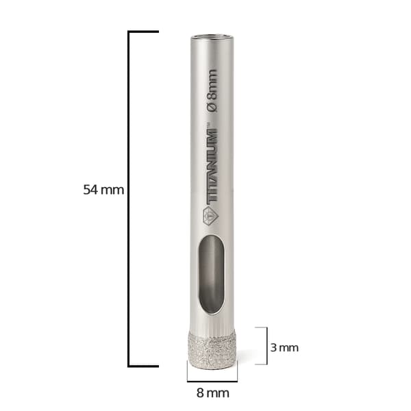 Diamantkernebor til keramik, glas og fliser til vådboring 8mm titanium