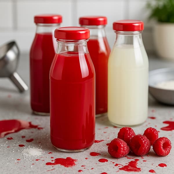 5x Juiceflaskor JUICE 125ml Glasflaska juicesirap lock fi33