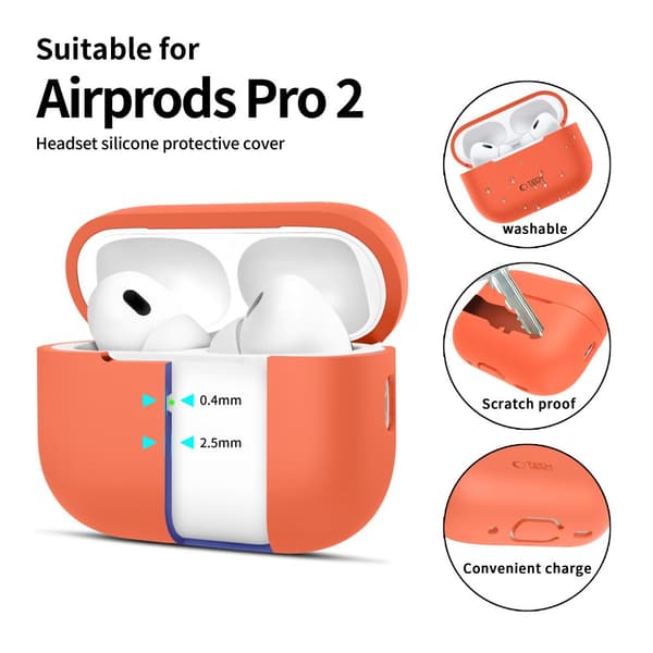 TECH-PROTECT SILIKON APPLE AIRPODS PRO 1/2 NEON ORANGE