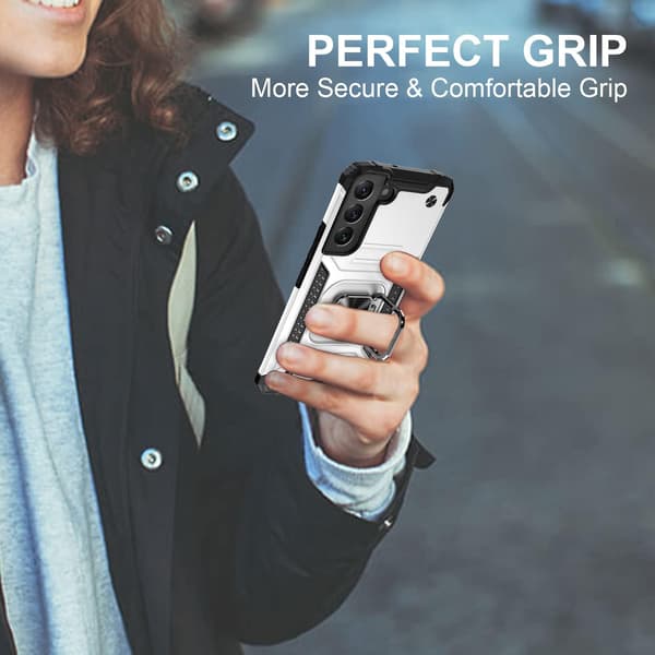 ARMOR ETUI TIL SAMSUNG GALAXY S22+ 6,60" ETUI SØLVFORSTÆRKET + RING