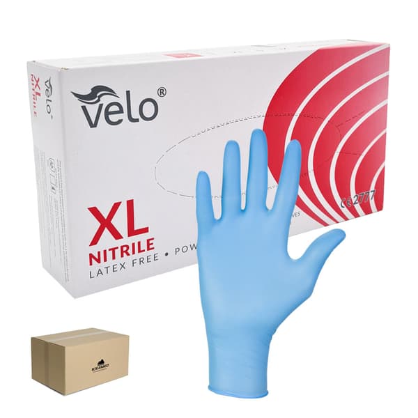 Velo blå XL nitrilhandsker 100 stk. karton 10-pak