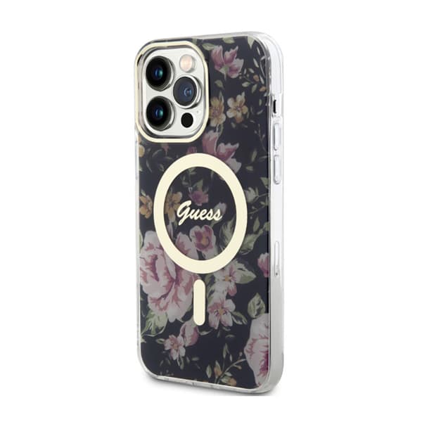 Guess Flower MagSafe – iPhone 14 Pro Max-skal (svart)