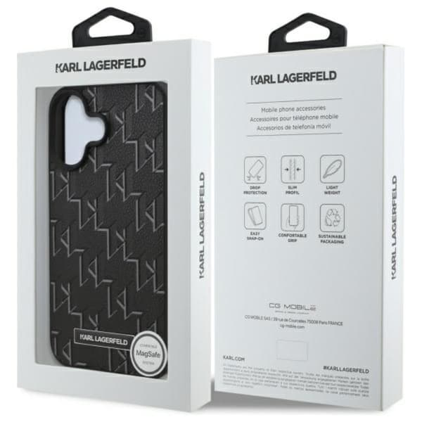 Karl Lagerfeld Hot Stamp MagSafe - iPhone 16 cover (sort)