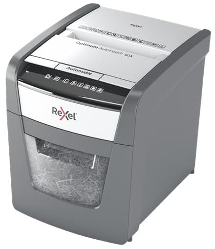 Rexel Optimum AutoFeed 50X automatisk makulator, P4, 20 l